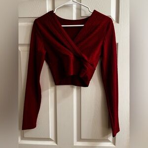 SHEIN~BURGUNDY~LONG SLEEVE~ CROP TOP~XS